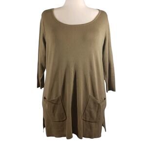 Whisper Knit by Louis Dell'Olio Women's 1X Knit Sweater Tunic Olive Green